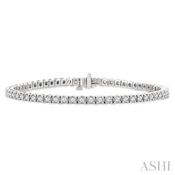 2 Ctw Square Shape Round Cut Diamond Tennis Bracelet in 14K White Gold